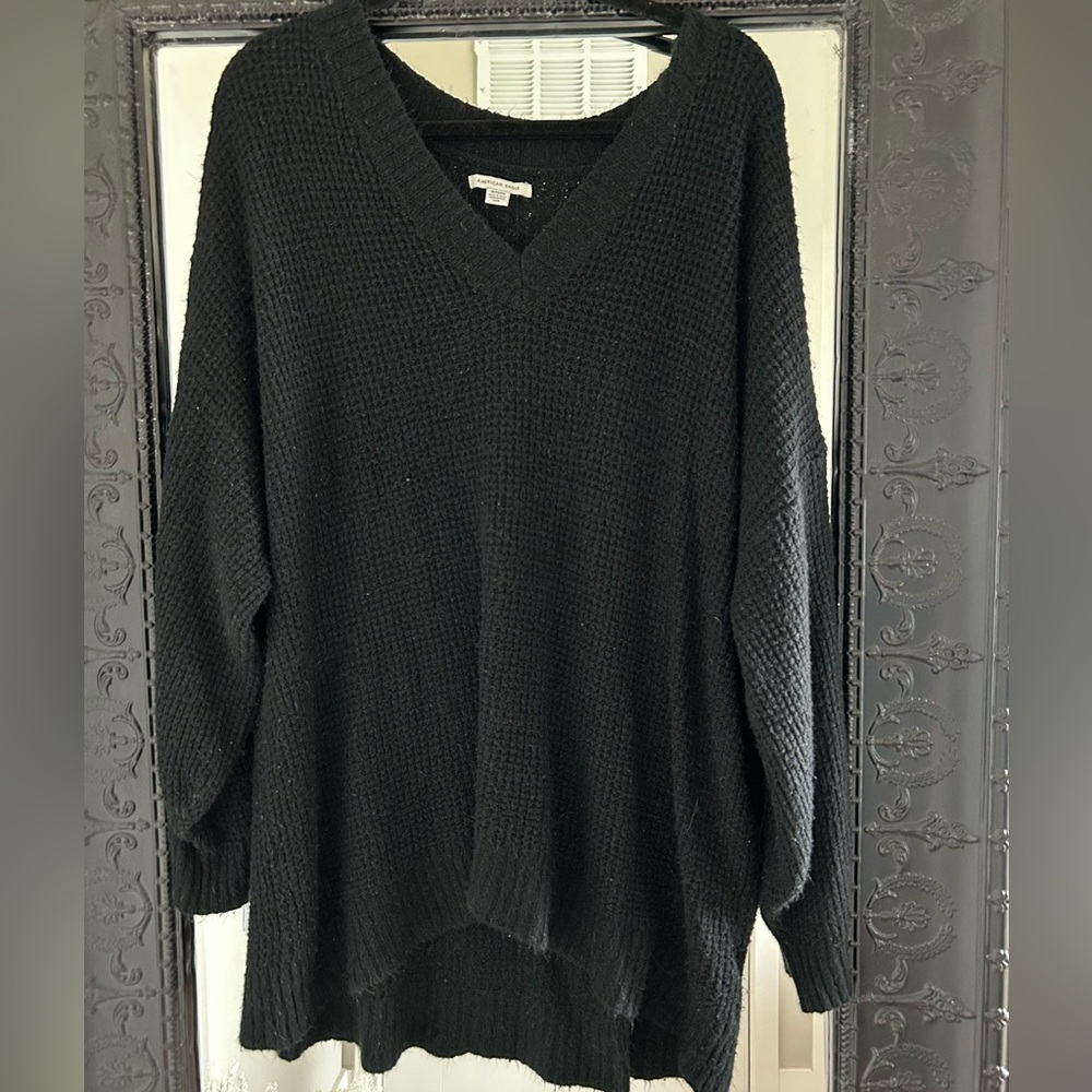 American Eagle Outfitters Black V-Neck Sweater Soft Knit